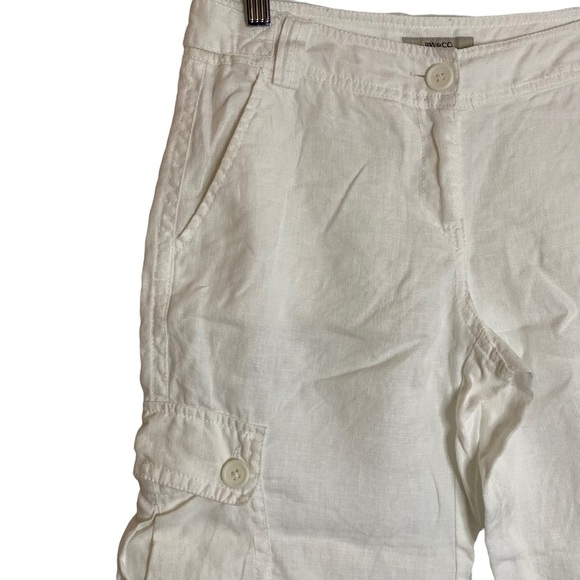 RW & Co White Cargo Pockets Capris Linen 2 - Picture 7 of 16